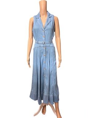 NWT Robert Rodriguez Junifer Kona Light Wash Denim Sleeveless Maxi Dress Sz 2
